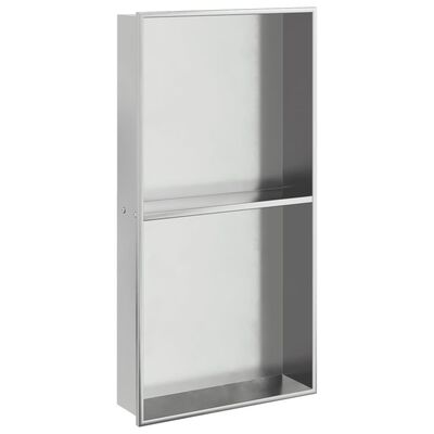 vidaXL Shower Niche Brushed Silver 32x62x9 cm Stainless Steel