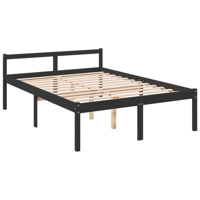 vidaXL Senior Bed without Mattress Black Double Solid Wood