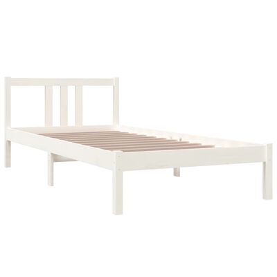 vidaXL Bed Frame without Mattress White Solid Wood 90x200 cm