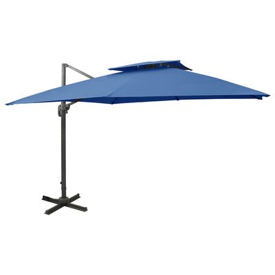 vidaXL Cantilever Garden Parasol with Double Top 300x300 cm Azure Blue