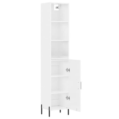 vidaXL Highboard High Gloss White 34.5x34x180 cm Engineered Wood