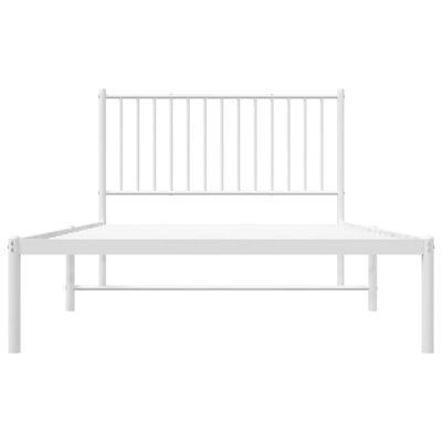 vidaXL Metal Bed Frame without Mattress with Headboard White 107x203 cm