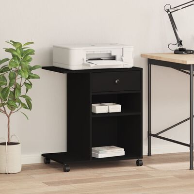 vidaXL Printer Stand with Wheels Black 60x40x68.5 cm