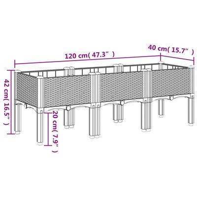 vidaXL Garden Planter with Legs Brown 120x40x42 cm PP