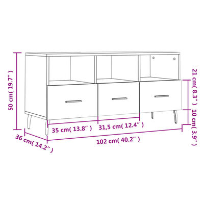 vidaXL TV Cabinet Concrete Grey 102x36x50 cm Engineered Wood