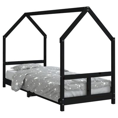 vidaXL Kids Bed Frame Black 80x200 cm Solid Wood Pine