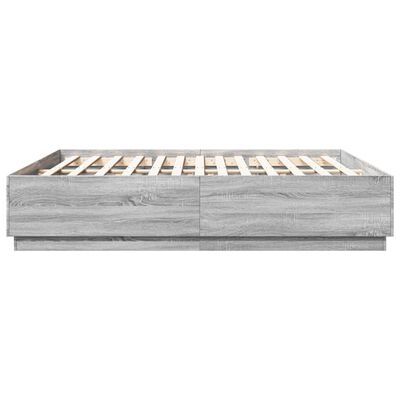 vidaXL Bed Frame with LED Lights Grey Sonoma 200x200 cm Engineered Wood