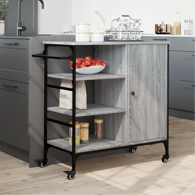 vidaXL Kitchen Trolley Grey Sonoma 87.5x38.5x84.5 cm Engineered Wood