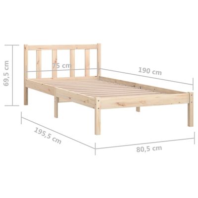 vidaXL Bed Frame without Mattress Solid Wood Small Single