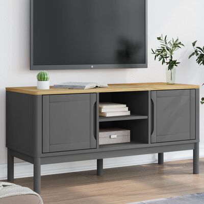 vidaXL TV Cabinet FLORO Grey 114x43x55 cm Solid Pine Wood