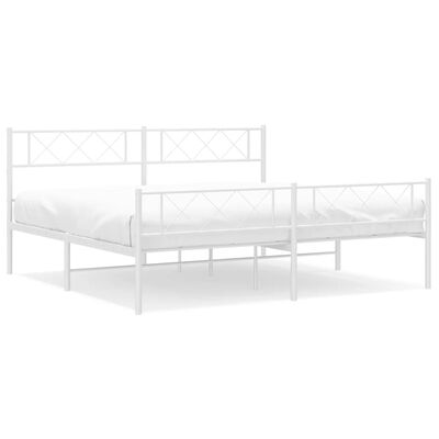 vidaXL Metal Bed Frame without Mattress with Footboard White 200x200 cm