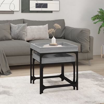 vidaXL Side Tables 2 pcs Grey Sonoma Engineered Wood