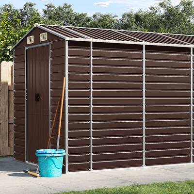 vidaXL Garden Shed Brown 191x470x198 cm Galvanised Steel