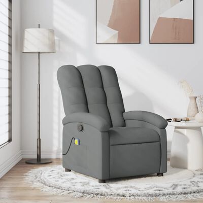 vidaXL Massage Recliner Chair Dark Grey Fabric