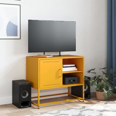 vidaXL TV Cabinet Mustard Yellow 68x39x60.5 cm Steel