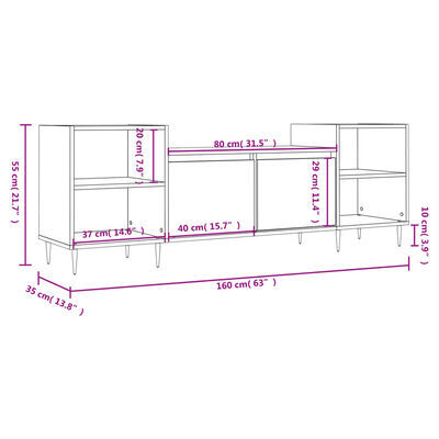 vidaXL TV Cabinet Grey Sonoma 160x35x55 cm Engineered Wood