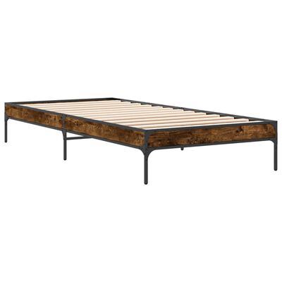 vidaXL Bed Frame without Mattress Smoked Oak 75x190 cm Small Single