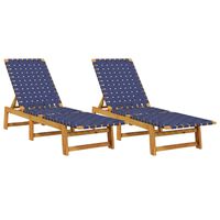 vidaXL Sun Loungers 2 pcs Dark Blue Solid Wood Acacia and Fabric