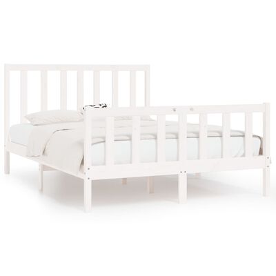 vidaXL Bed Frame without Mattress White 140x190 cm Solid Wood