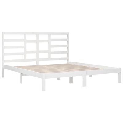 vidaXL Bed Frame without Mattress White Solid Wood 180x200 cm Super King