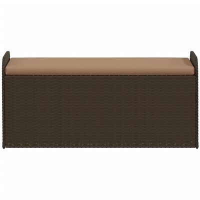 vidaXL Storage Bench with Cushion Brown 115x51x52 cm Poly Rattan