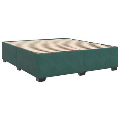 vidaXL Box Spring Bed with Mattress Dark Green 200x200 cm Velvet