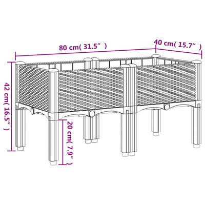 vidaXL Garden Planter with Legs Light Grey 80x40x42 cm PP