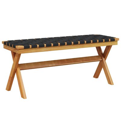 vidaXL Garden Bench Black Solid Wood Acacia and Fabric