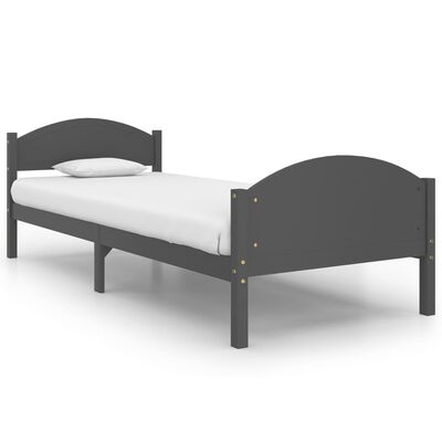 vidaXL Bed Frame without Mattress Dark Grey Solid Pine Wood 90x200 cm