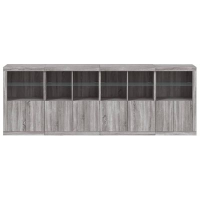 vidaXL Sideboard with LED Lights Grey Sonoma 283x37x100 cm