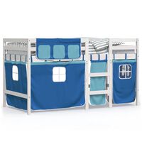 vidaXL Kids' Loft Bed with Curtains without Mattress Blue 80x200 cm