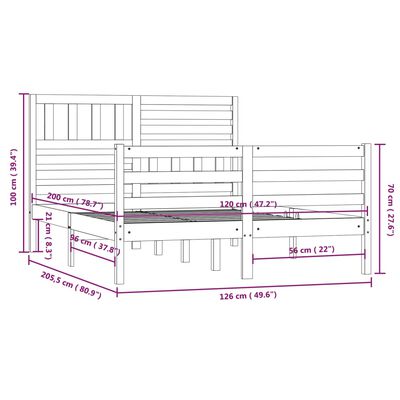 vidaXL Bed Frame without Mattress Solid Wood 120x200 cm