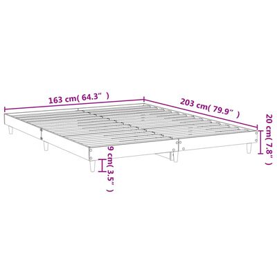 vidaXL Bed Frame without Mattress Smoked Oak 160x200 cm Engineered Wood