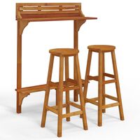 vidaXL 3 Piece Balcony Bar Set Solid Wood Acacia