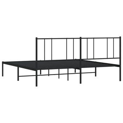 vidaXL Metal Bed Frame without Mattress with Headboard Black 183x213 cm