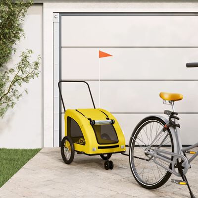 vidaXL Pet Bike Trailer Yellow Oxford Fabric and Iron