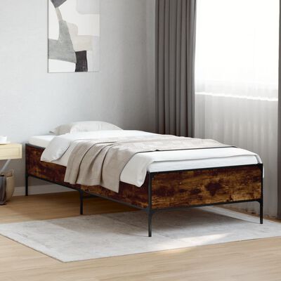 vidaXL Bed Frame without Mattress Smoked Oak 90x190 cm Single