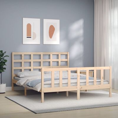 vidaXL Bed Frame without Mattress King Size Solid Wood Pine