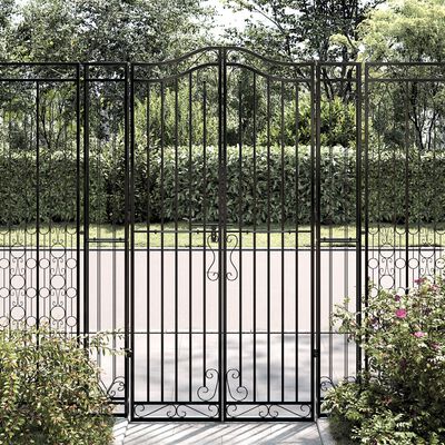 vidaXL Garden Gate Black 121x8x180 cm Wrought Iron