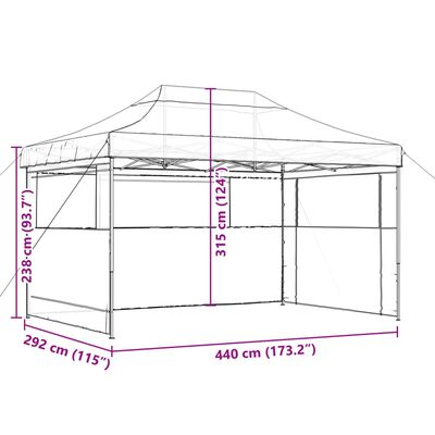 vidaXL Foldable Party Tent Pop-Up with 3 Sidewalls Black