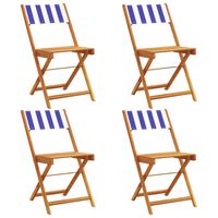 vidaXL Folding Garden Chairs 4 pcs Blue and White Fabric and Solid Wood