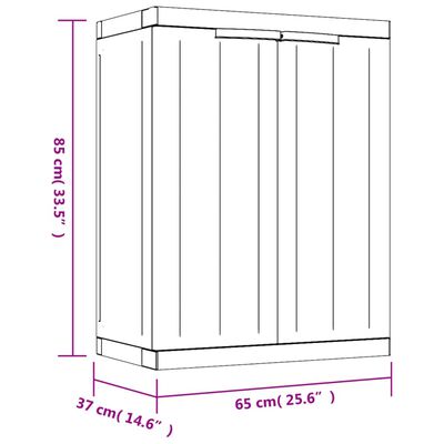 vidaXL Outdoor Storage Cabinet Grey and Black 65x37x85 cm PP