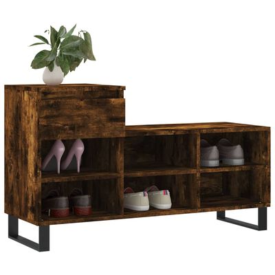 vidaXL Shoe Cabinet Smoked Oak 102x36x60 cm Engineered Wood