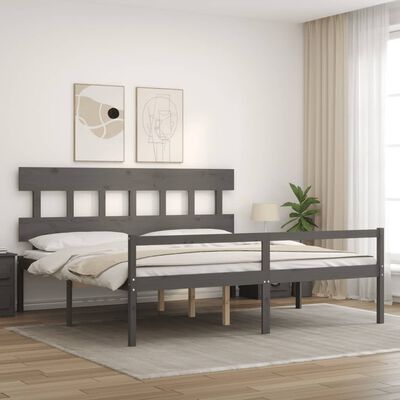 vidaXL Senior Bed without Mattress Grey 200x200 cm Solid Wood