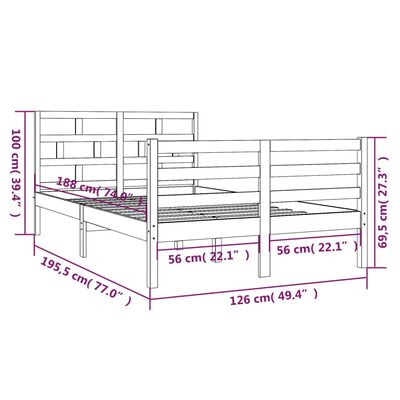 vidaXL Bed Frame without Mattress White Small Double Solid Wood