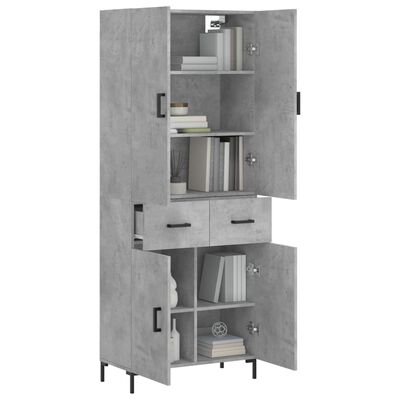 vidaXL Highboard Concrete Grey 69.5x34x180 cm Engineered Wood