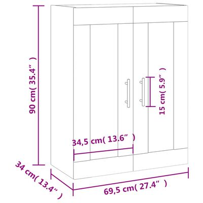 vidaXL Wall Mounted Cabinet Concrete Grey 69.5x34x90 cm