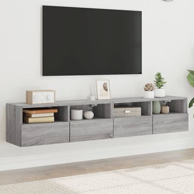 vidaXL TV Wall Cabinets 2 pcs Grey Sonoma 80x30x30 cm Engineered Wood