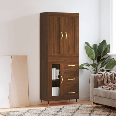 vidaXL Highboard Brown Oak 69.5x34x180 cm Engineered Wood