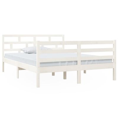 vidaXL Bed Frame without Mattress White Solid Wood 140x190 cm (810411+814195)